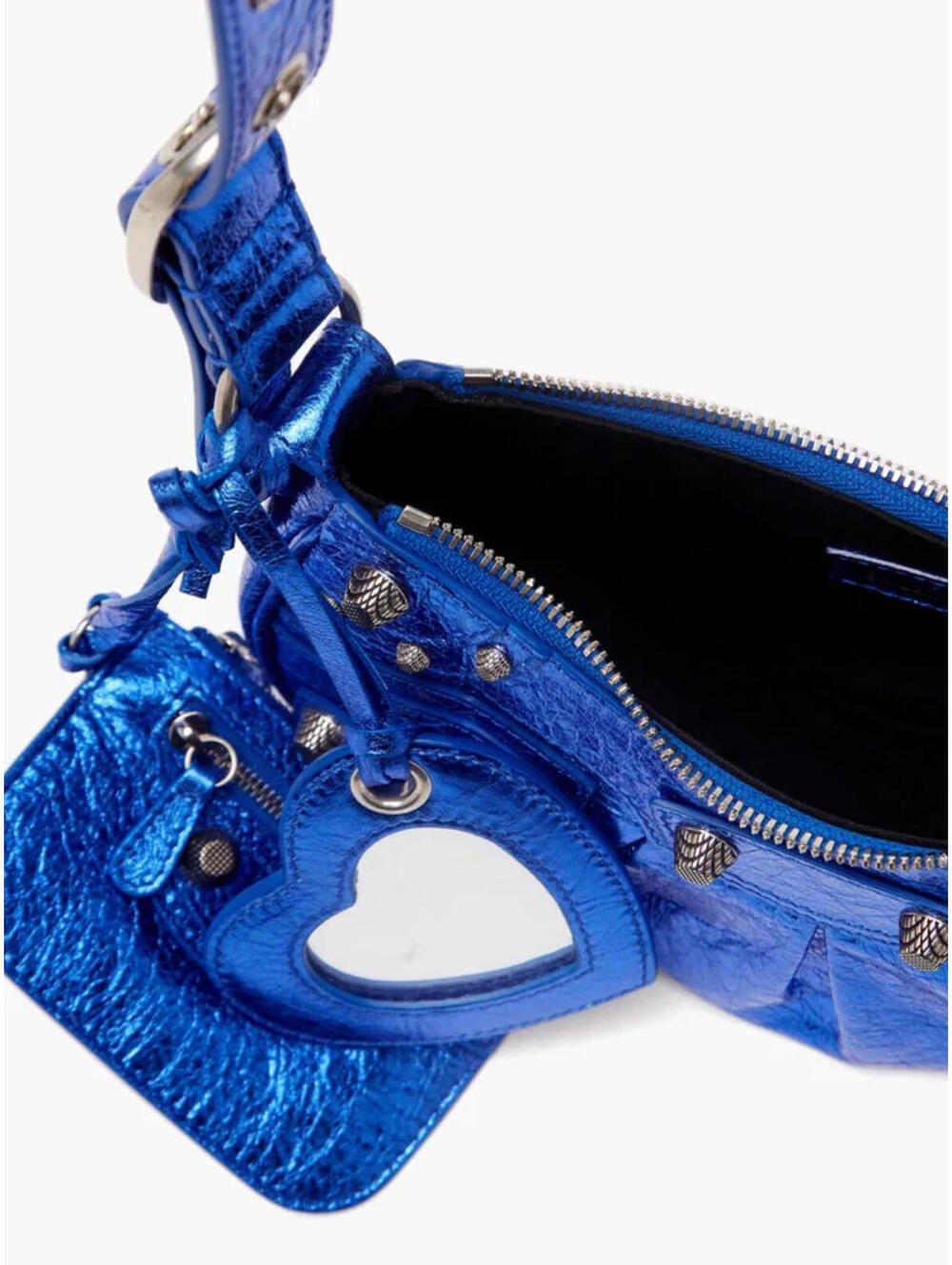 NWT $2650 Balenciaga Le Cagole 671309 Metallic Blue Leather XS Shoulder Bag - Picture 8 of 15